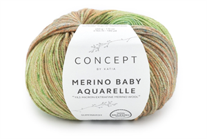 Merino baby aquarelle - grøn / turkis